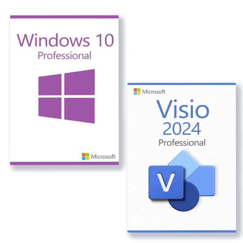 Microsoft Windows 10 Professional + Microsoft Visio 2024 Professional license for 3 devices